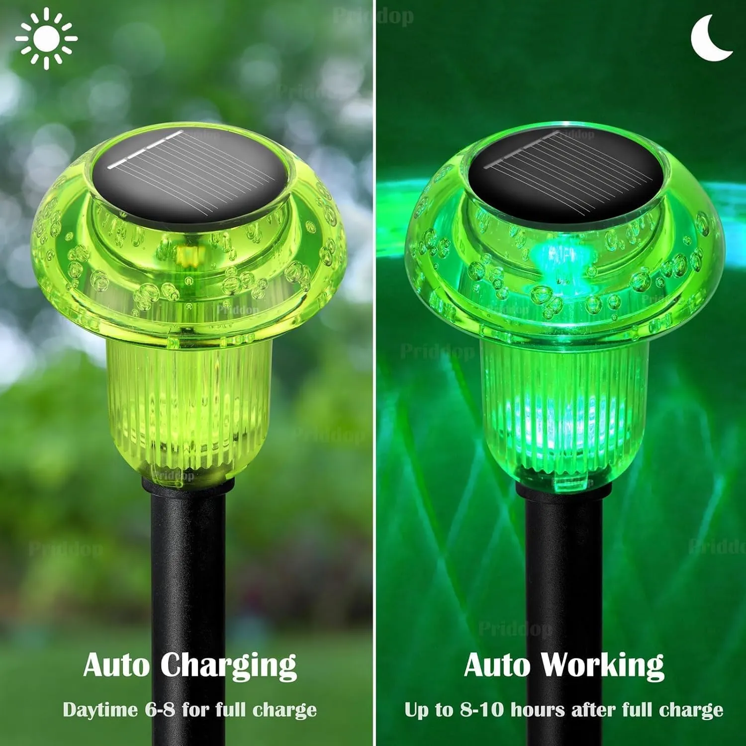 Solar Lights Outdoor Pathway Lights 8 Pack LED Waterproof Green Mushroom Shape for Garden Driveway Walkway Landscape Path Lawn Yard Decor
