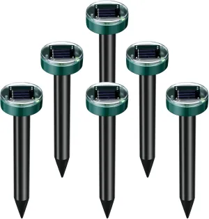 Solar Mole Repellent Ultrasonic Mole Repellent Solar Powered Outdoor Powered Sound Wave Deterrent for Lawn Garden for Snakes Moles Gophers Groundhogs Voles and Other Burrowing Mice, Round (6)
