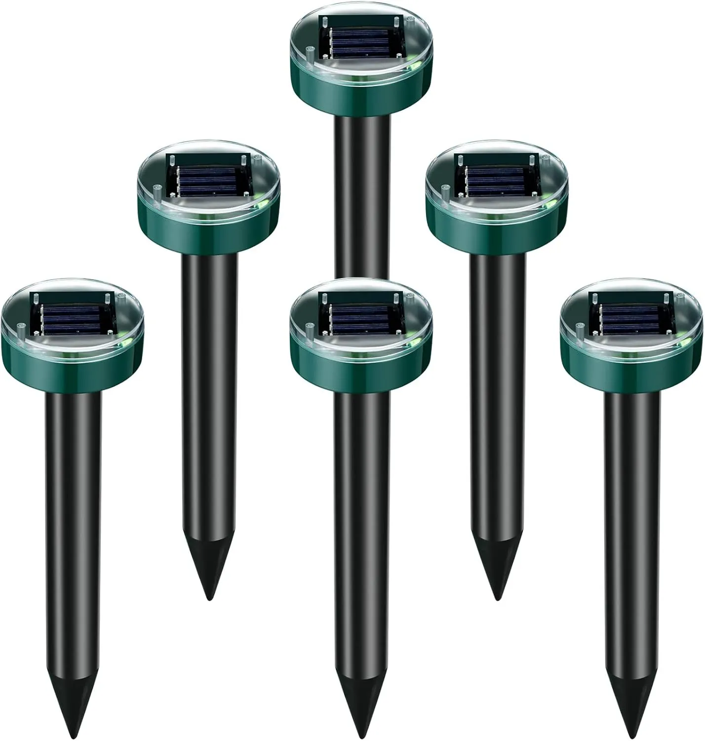 Solar Mole Repellent Ultrasonic Mole Repellent Solar Powered Outdoor Powered Sound Wave Deterrent for Lawn Garden for Snakes Moles Gophers Groundhogs Voles and Other Burrowing Mice, Round (6)