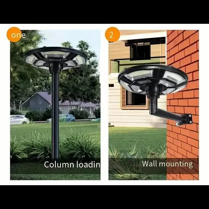 Solar Outdoor Light UFO Garden Pole And Wall Street Lights For Home, Yard, Farmhouses with Remote (150W, Cool White)
