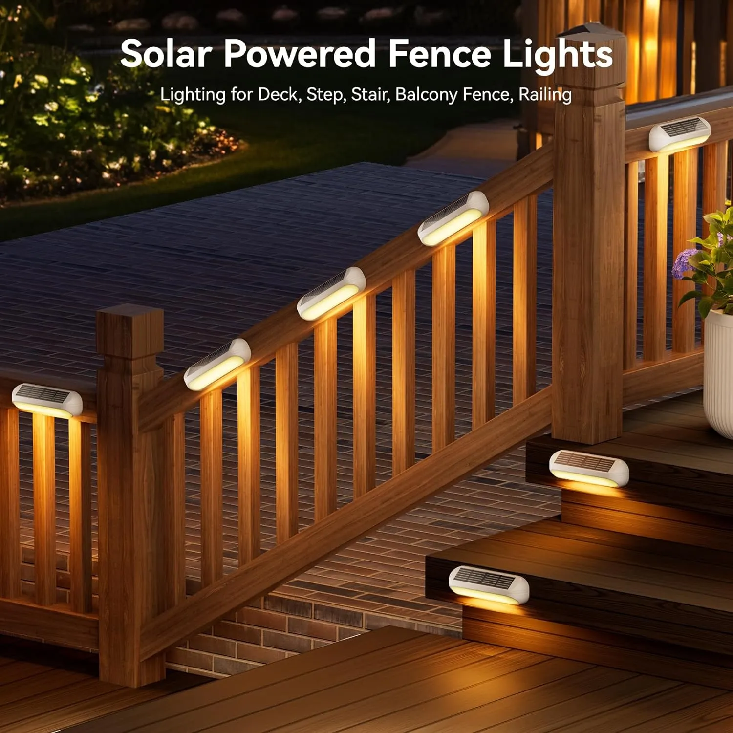 Solar Outdoor Lights 4 Pack, Bright Fence Lights with Multi-Color Changing & Warm White Mode, Upgraded Solar Step Lights Outdoor Waterproof for Garden Deck Post Stair Yard and Wall
