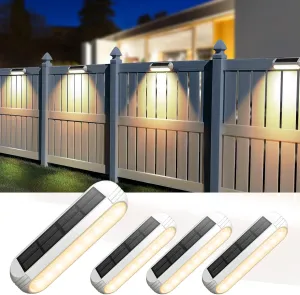 Solar Outdoor Lights 4 Pack, Bright Fence Lights with Multi-Color Changing & Warm White Mode, Upgraded Solar Step Lights Outdoor Waterproof for Garden Deck Post Stair Yard and Wall