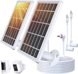 Solar Panel Charger for Ring Camera, Camcorder Solar Charger Compatible with Ring Stick Up Cam Battery, Stick Up Cam Pro Battery, Spotlight Cam Plus Battery, Spotlight Cam Pro Battery, 3W, 2 Pack