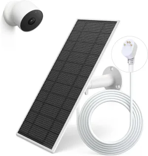 Solar Panel for Google Nest Camera, Upgraded Solar Power Charger for Google Nest Cam Indoor & Outdoor(Battery Version), Flexible Solar Panels with IP65 Waterproof and 13.1Ft Fast Charging Cable