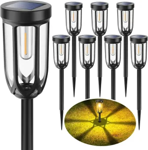Solar Pathway Lights 8 Pack, Solar Lights Outdoor Waterproof IP65, Bright Auto On/Off Driveway Patio Light, Solar Garden Lights Landscape Lighting for Walkway Lawn Yard