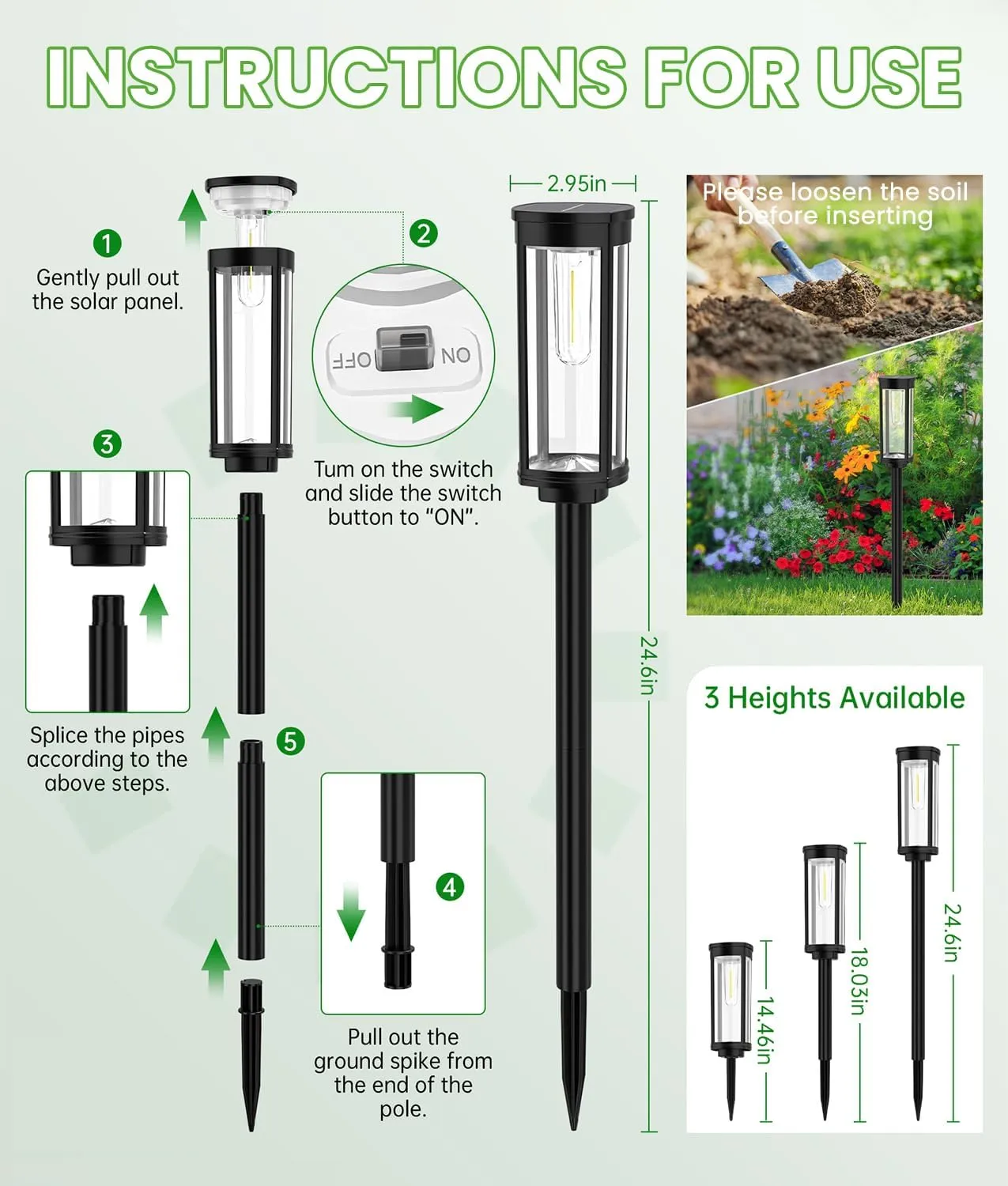 Solar Pathway Lights Outdoor, 4 Pack Bright Solar Powered Garden Lights Waterproof IP65, Long Lasting Outdoor Light for Yard Garden Walkway Landscape Lawn Patio