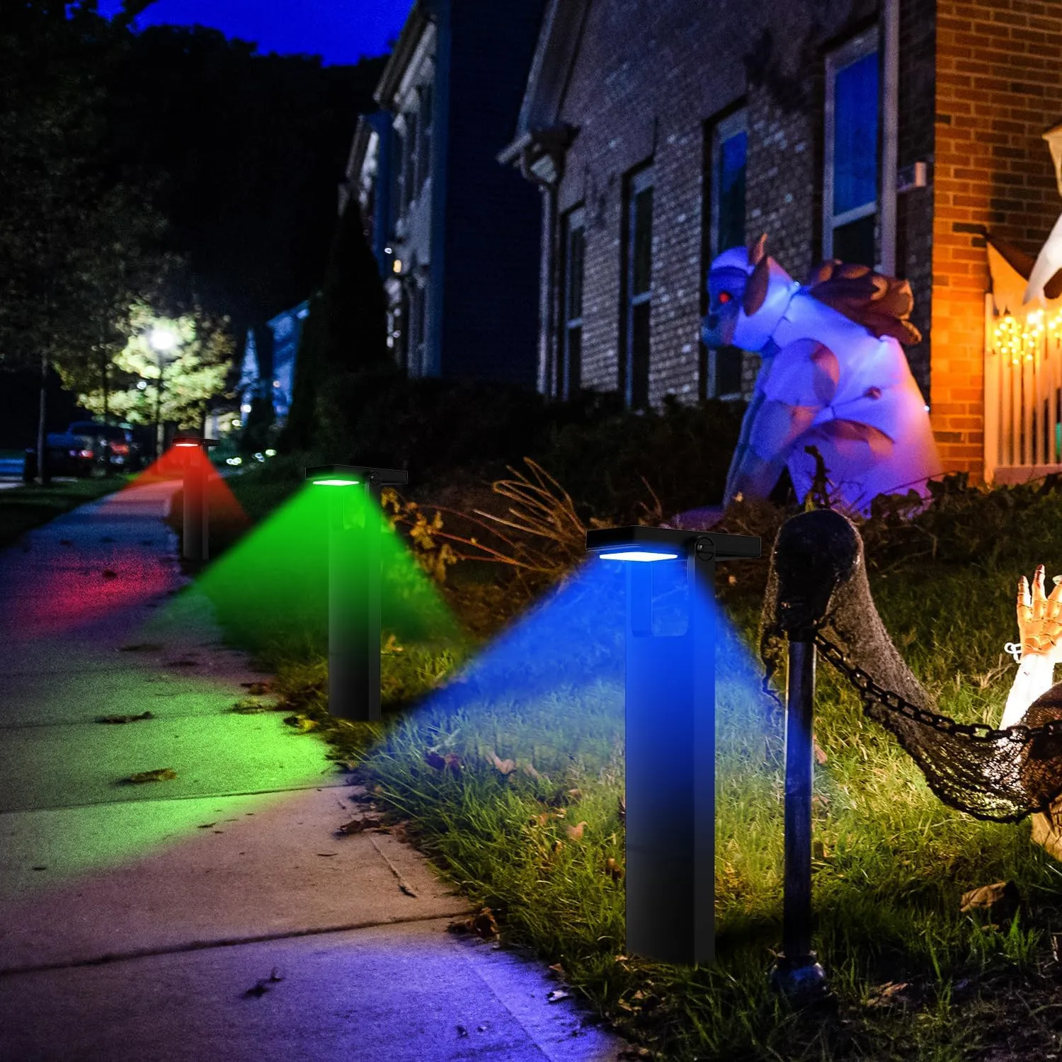 Solar Pathway Lights Outdoor 6 Pack, 360° Adjustable Panel, Multicolor 200LM Solar Powered Path Lights, 12H Lasting, IP65 Waterproof Landscape Lighting for Walkway Yard Garden