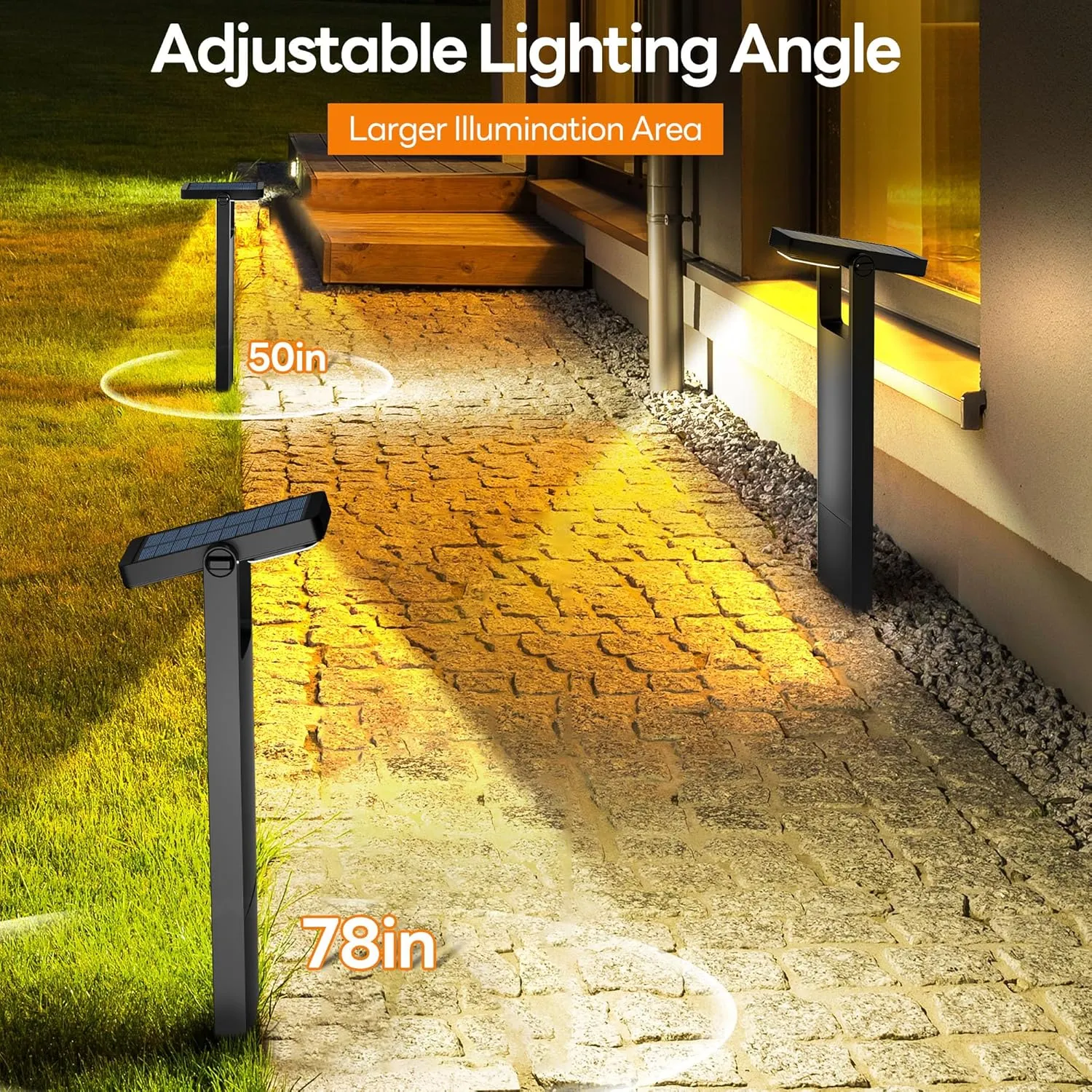 Solar Pathway Lights Outdoor 6 Pack, 360° Adjustable Panel, Multicolor 200LM Solar Powered Path Lights, 12H Lasting, IP65 Waterproof Landscape Lighting for Walkway Yard Garden