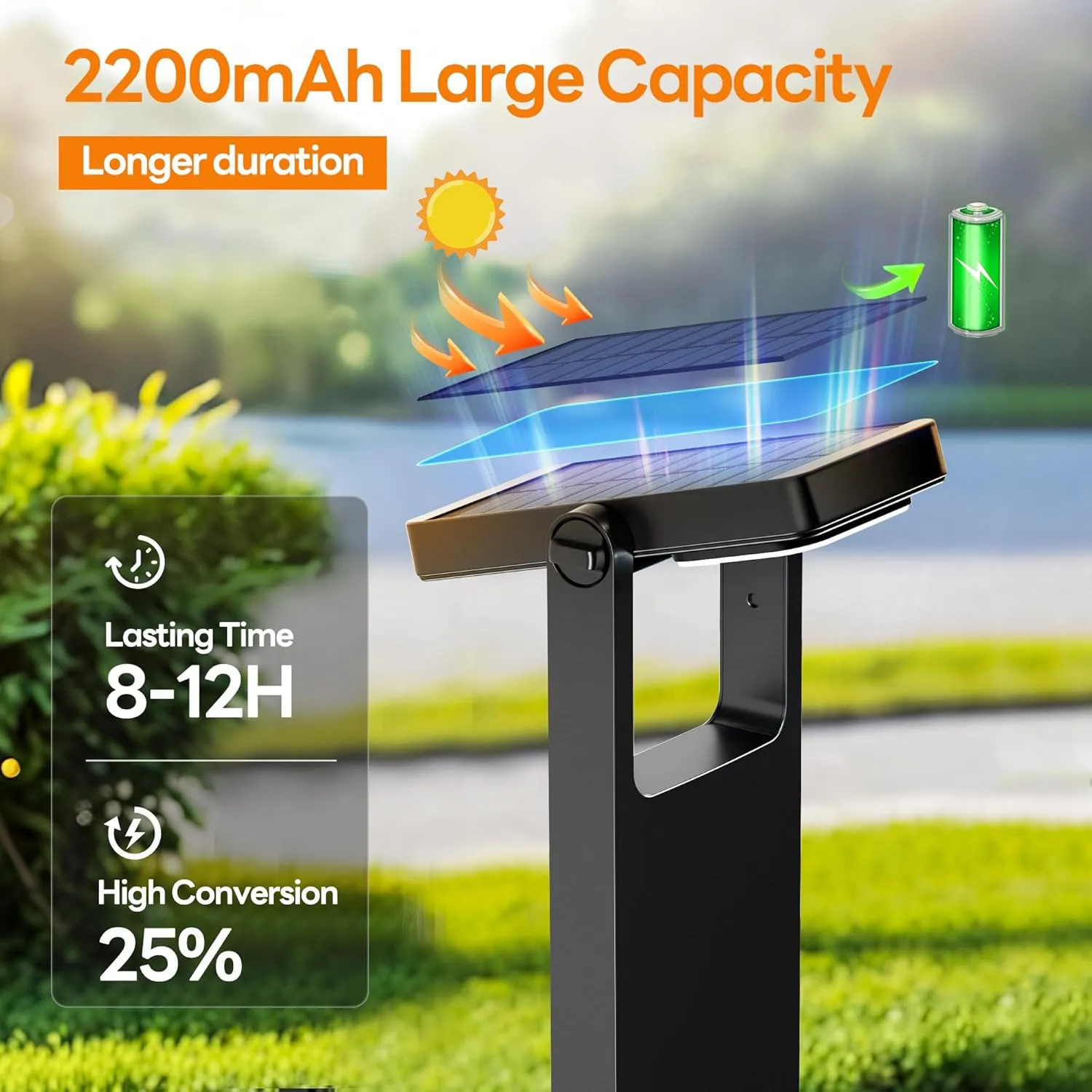 Solar Pathway Lights Outdoor 6 Pack, 360° Adjustable Panel, Multicolor 200LM Solar Powered Path Lights, 12H Lasting, IP65 Waterproof Landscape Lighting for Walkway Yard Garden