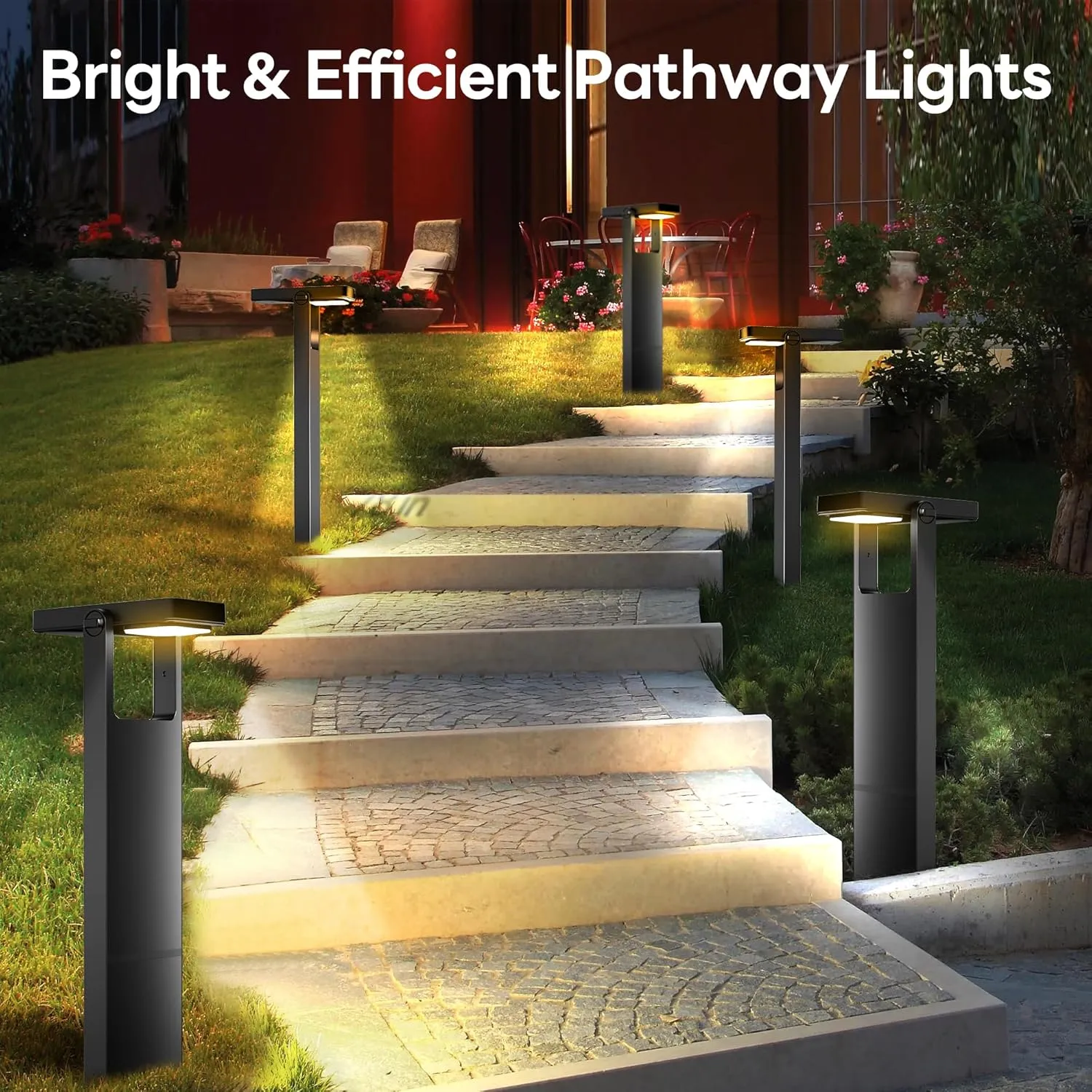 Solar Pathway Lights Outdoor 6 Pack, 360° Adjustable Panel, Multicolor 200LM Solar Powered Path Lights, 12H Lasting, IP65 Waterproof Landscape Lighting for Walkway Yard Garden