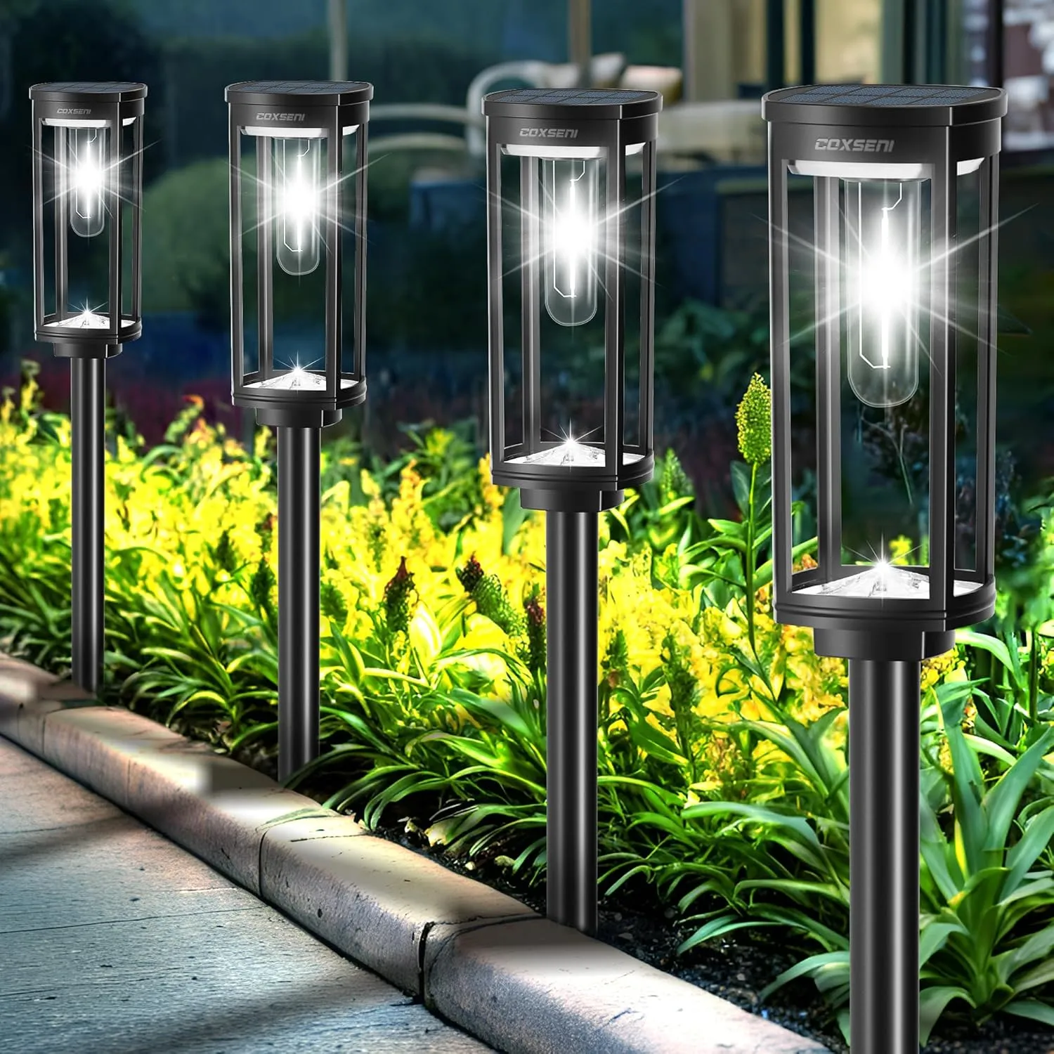 Solar Pathway Lights Outdoor 6 Pack, Bright Solar Path Lights Outside Waterproof, Solar Powered Landscape Light for Walkway Driveway Lawn Patio Sidewalk Garden Yard, Cool White