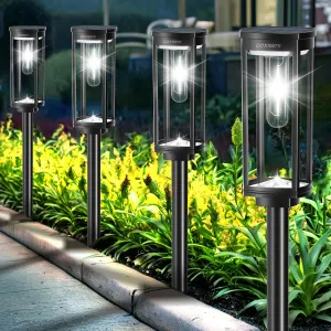 Solar Pathway Lights Outdoor 6 Pack, Bright Solar Path Lights Outside Waterproof, Solar Powered Landscape Light for Walkway Driveway Lawn Patio Sidewalk Garden Yard, Cool White