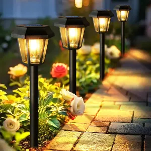 Solar Pathway Lights Outdoor 8 Pack Solar Lights Outdoor Waterproof with 3000K Tungsten Filament Bulb, Decor Driveway Lighting for Yard Garden Landscape Walkway Path Lawn Father's Day (Warm White)