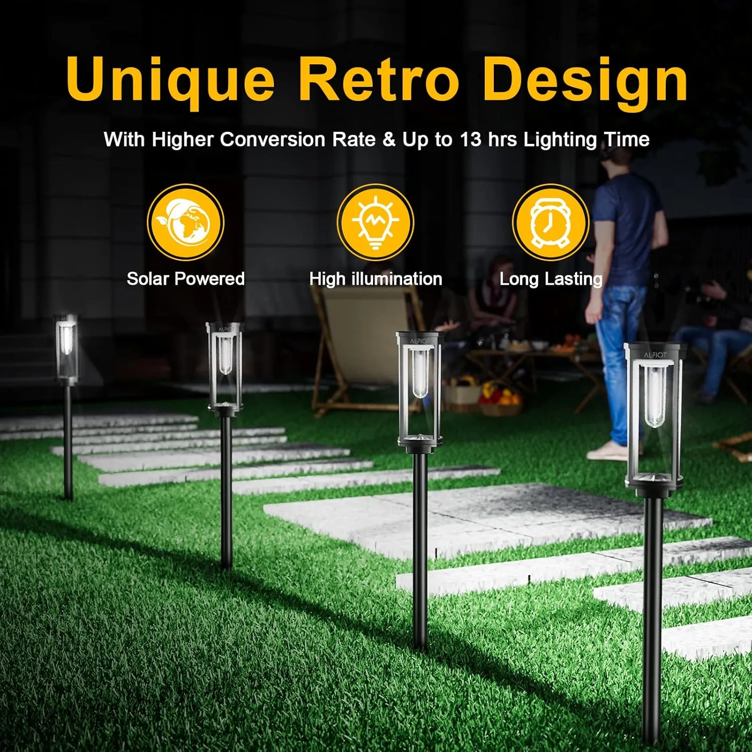 Solar Pathway Lights Outdoor Waterproof 4 Pack Upgraded Solar Walkway Landscape Lighting Outside Driveway Lights,Auto On/Off for Yard Lawn Patio (Cool White)
