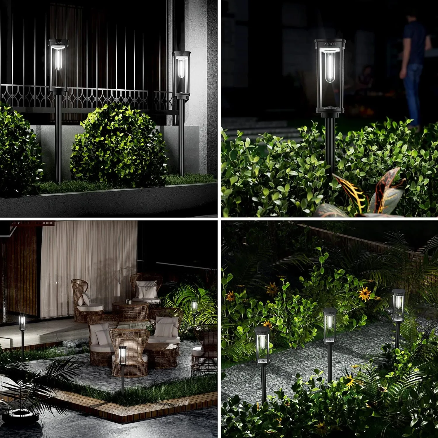Solar Pathway Lights Outdoor Waterproof 4 Pack Upgraded Solar Walkway Landscape Lighting Outside Driveway Lights,Auto On/Off for Yard Lawn Patio (Cool White)