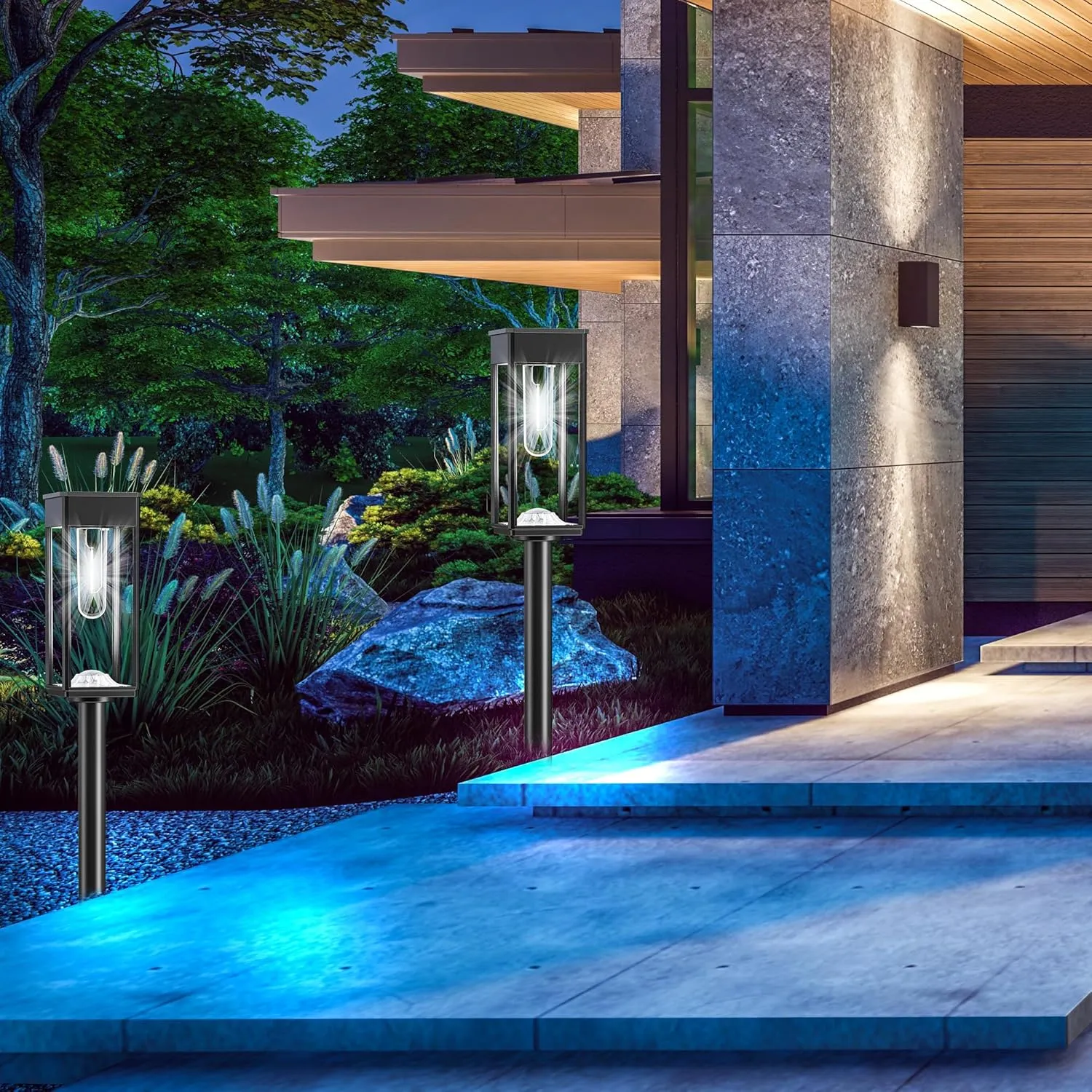 Solar Pathway Lights Outdoor Waterproof, 6 Pack 6500K LED Solar Powered Walkway Lights 12hrs Landscape Light for Yard Lawn Garden Patio Driveway Outside, Cool White