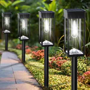 Solar Pathway Lights Outdoor Waterproof, 6 Pack 6500K LED Solar Powered Walkway Lights 12hrs Landscape Light for Yard Lawn Garden Patio Driveway Outside, Cool White