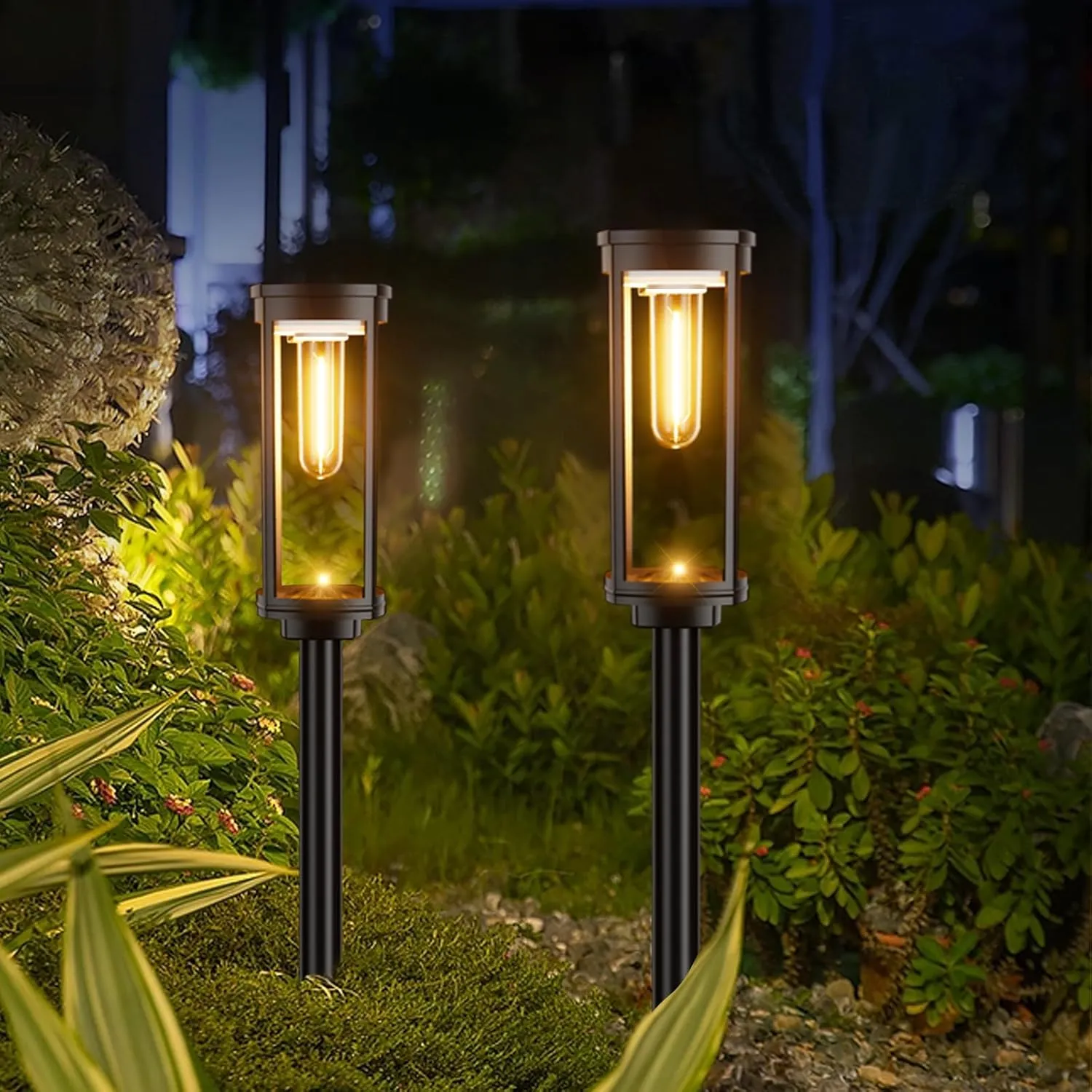 Solar Pathway Lights Outdoor,IP65 Waterproof Auto On/Off Solar Garden Lights Solar Powered Landscape Lighting for Yard Patio Walkway (4)