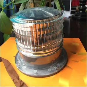 Solar Powered Marine Boat Navigation Light Round Warning Light for Pier Airport Dock Construction Use for Marine Boat (Color : Red) (White)