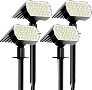 Solar Spot Lights Outdoor - 74 LED 3 Lighting Modes 2-in-1 Solar Landscape Spotlights, IP65 Waterproof Outdoor Solar Lights for Yard Garden Pathway Outside Landscape - 4PK