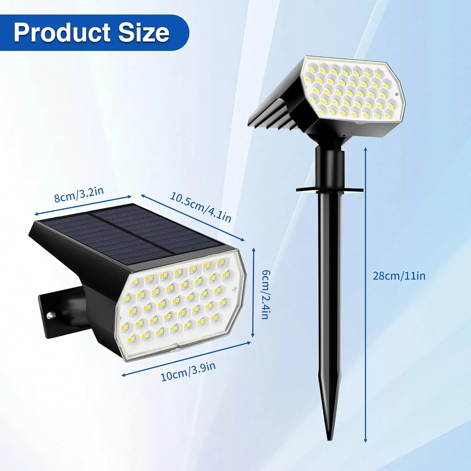 Solar Spot Lights Outdoor - 74 LED 3 Lighting Modes 2-in-1 Solar Landscape Spotlights, IP65 Waterproof Outdoor Solar Lights for Yard Garden Pathway Outside Landscape - 4PK