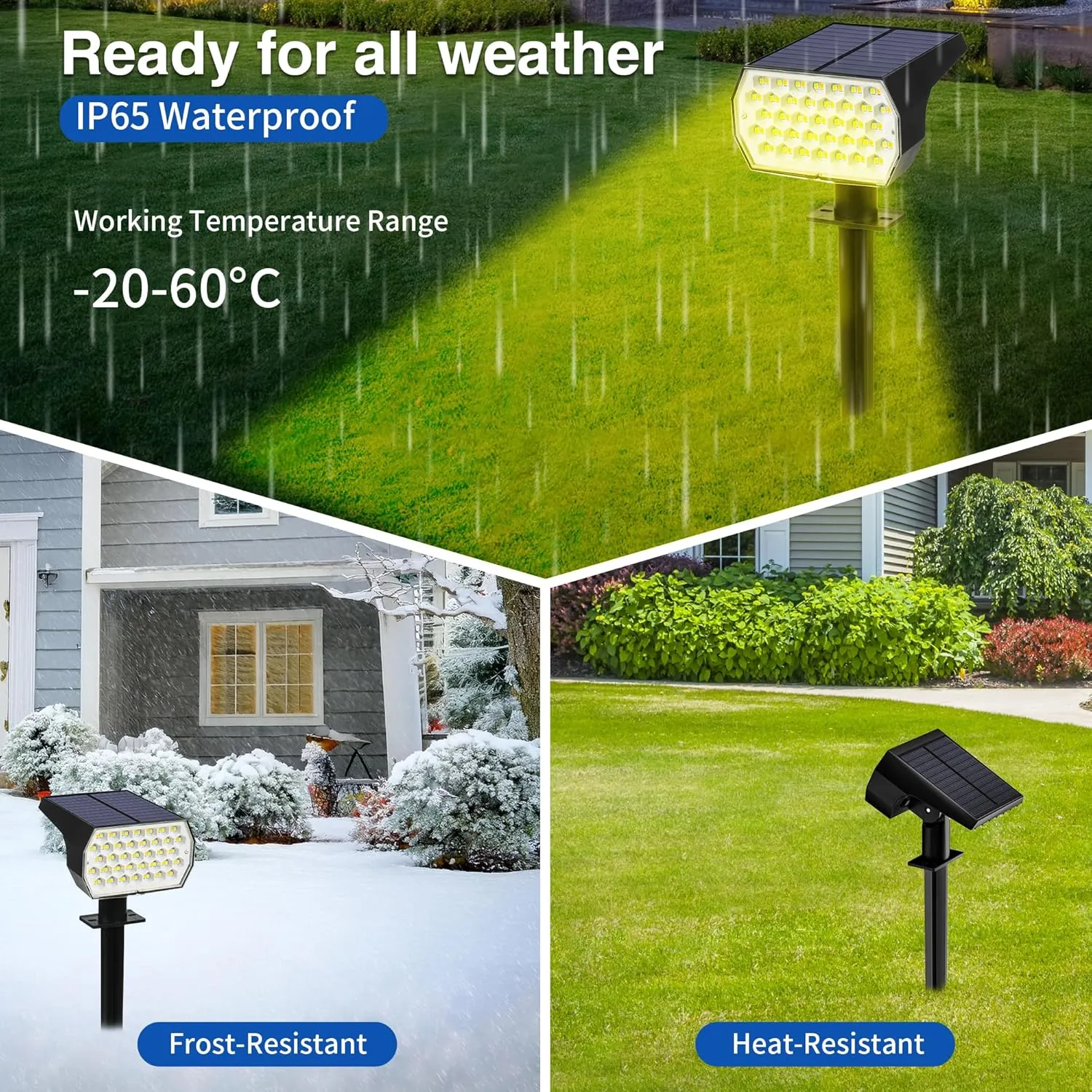 Solar Spot Lights Outdoor - 74 LED 3 Lighting Modes 2-in-1 Solar Landscape Spotlights, IP65 Waterproof Outdoor Solar Lights for Yard Garden Pathway Outside Landscape - 4PK