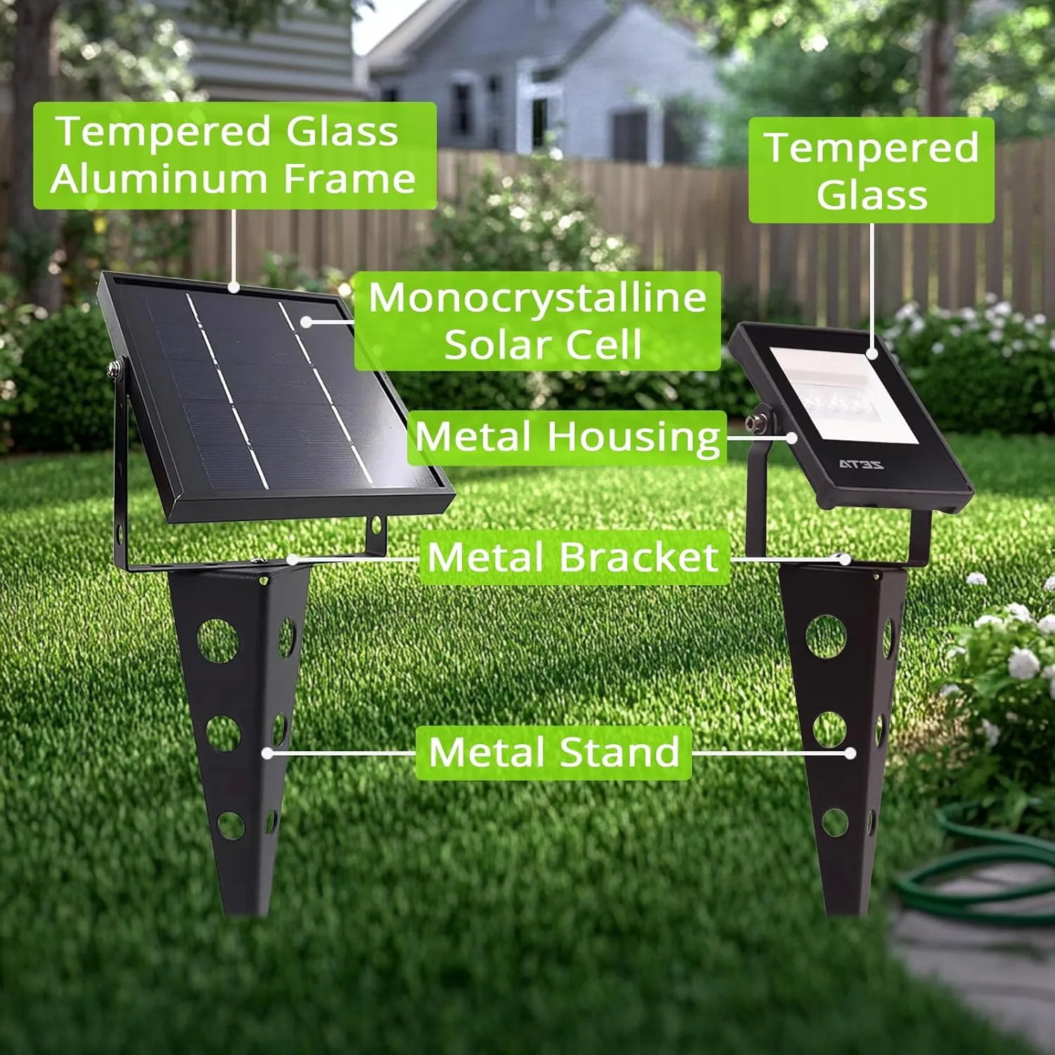 Solar Spotlights Outdoor Waterproof, Zeta 3-in-1 Spot Lights Metal Warm White Auto On/Off Dusk to Dawn Landscape Flag Pole Uplights for Outside House Trees Garden Yard Driveway Pathway Lawn
