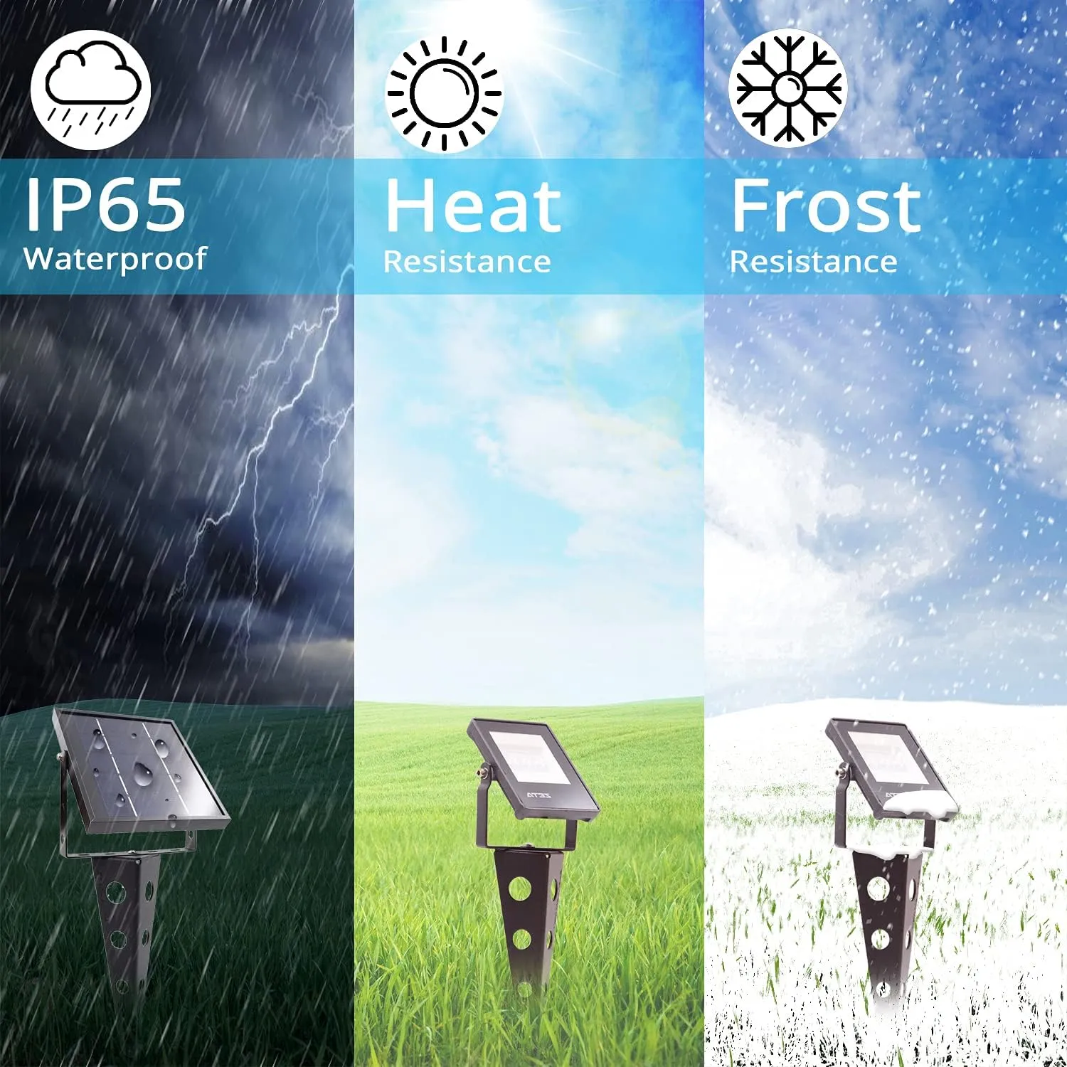 Solar Spotlights Outdoor Waterproof, Zeta 3-in-1 Spot Lights Metal Warm White Auto On/Off Dusk to Dawn Landscape Flag Pole Uplights for Outside House Trees Garden Yard Driveway Pathway Lawn