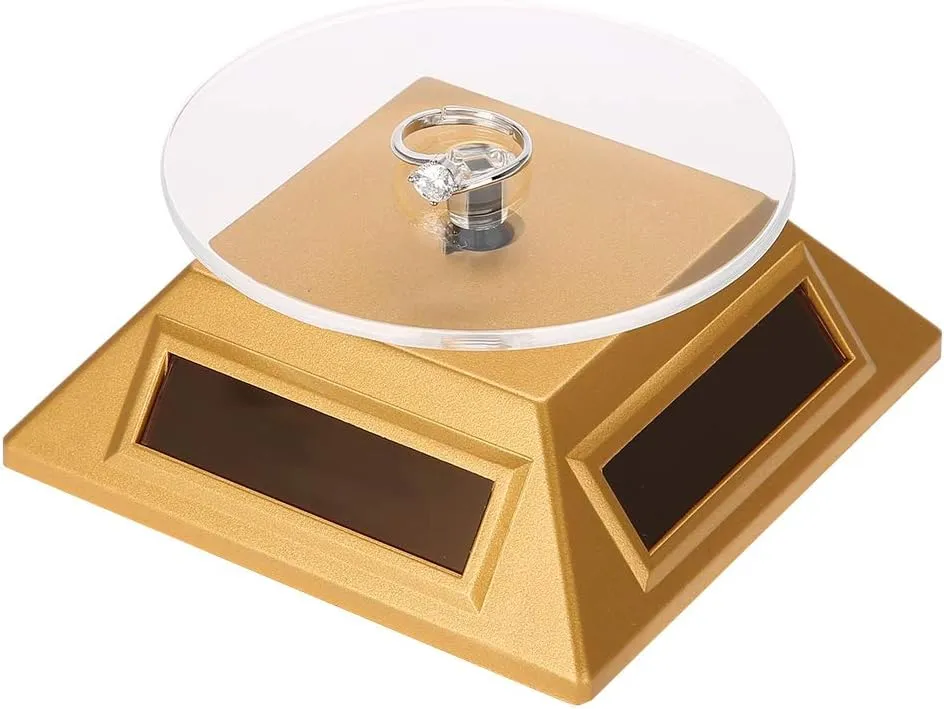 Solar Turntable 360 Degrees Showcase Rotating Stand Watch Phone Jewelry Organizer Display Stand (plastic 3)