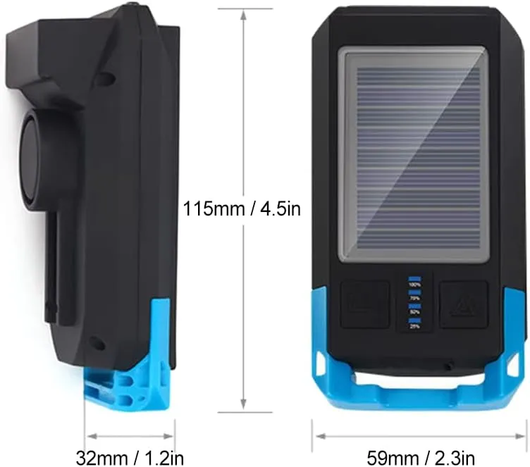 Solar USB Reable Bike Head Front Waterproof Flash Night Riding Lamp with Horn