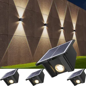 Solar Wall Lights Outdoor 6500K 3000K, 4 Pack 1500mAh Wall Lights Solar Powered, IP65 Outdoor Up and Down Solar Lighting for Wall