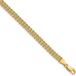 Solid 14k Yellow Gold 4.5mm Wide Triple Strand Rope Bracelet - with Secure Lobster Lock Clasp 7"