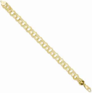 Solid 14k Yellow Gold Big Heavy Triple Link Pendant Charm Bracelet - with Secure Lobster Lock Clasp (7.5mm)