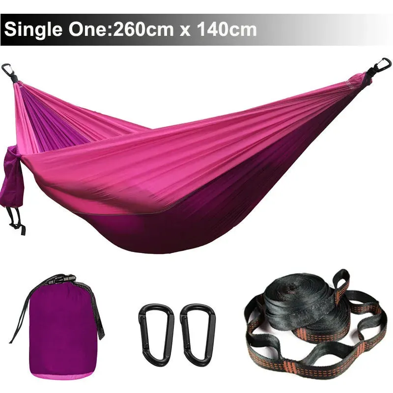 Solid Color Parachute Hammock with Hammock straps and Black carabiner Camping Survival travel Double Person outdoor furniture