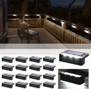 SOLPEX Solar Fence Lights, 6 LEDs Solar Lights Outdoor Waterproof Solar Powered for Deck, Stair, Front Porch, Balcony, Walkway, Garden, Yard, Patio, Pool Decor, IP65 Waterproof (16 Pack, Cold White)