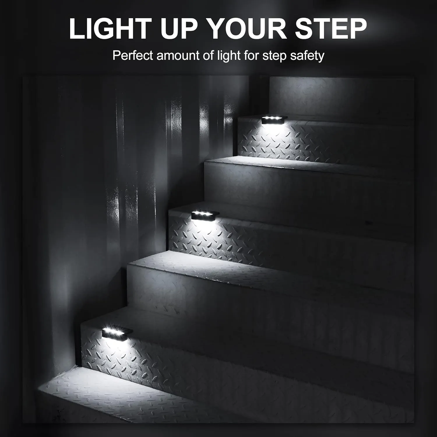 SOLPEX Solar Fence Lights, 6 LEDs Solar Lights Outdoor Waterproof Solar Powered for Deck, Stair, Front Porch, Balcony, Walkway, Garden, Yard, Patio, Pool Decor, IP65 Waterproof (16 Pack, Cold White)