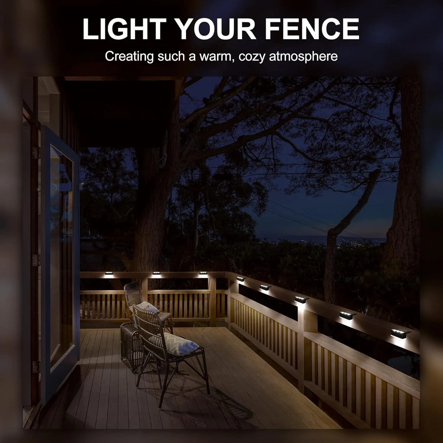 SOLPEX Solar Fence Lights, 6 LEDs Solar Lights Outdoor Waterproof Solar Powered for Deck, Stair, Front Porch, Balcony, Walkway, Garden, Yard, Patio, Pool Decor, IP65 Waterproof (16 Pack, Cold White)