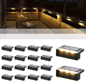 SOLPEX Solar Fence Lights, 6 LEDs Solar Lights Outdoor Waterproof Solar Powered for Deck, Stair, Front Porch, Balcony, Walkway, Garden, Yard, Patio, Pool Decor, IP65 Waterproof (16 Pack, Warm White)