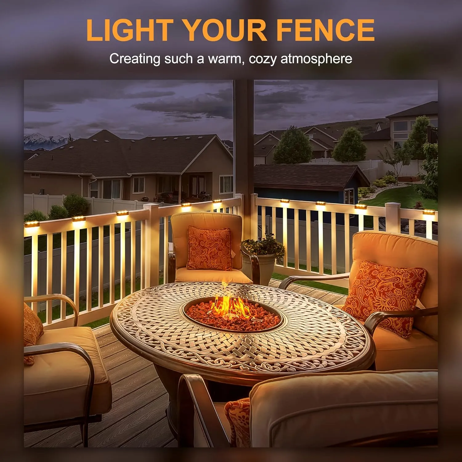 SOLPEX Solar Fence Lights, 6 LEDs Solar Lights Outdoor Waterproof Solar Powered for Deck, Stair, Front Porch, Balcony, Walkway, Garden, Yard, Patio, Pool Decor, IP65 Waterproof (16 Pack, Warm White)