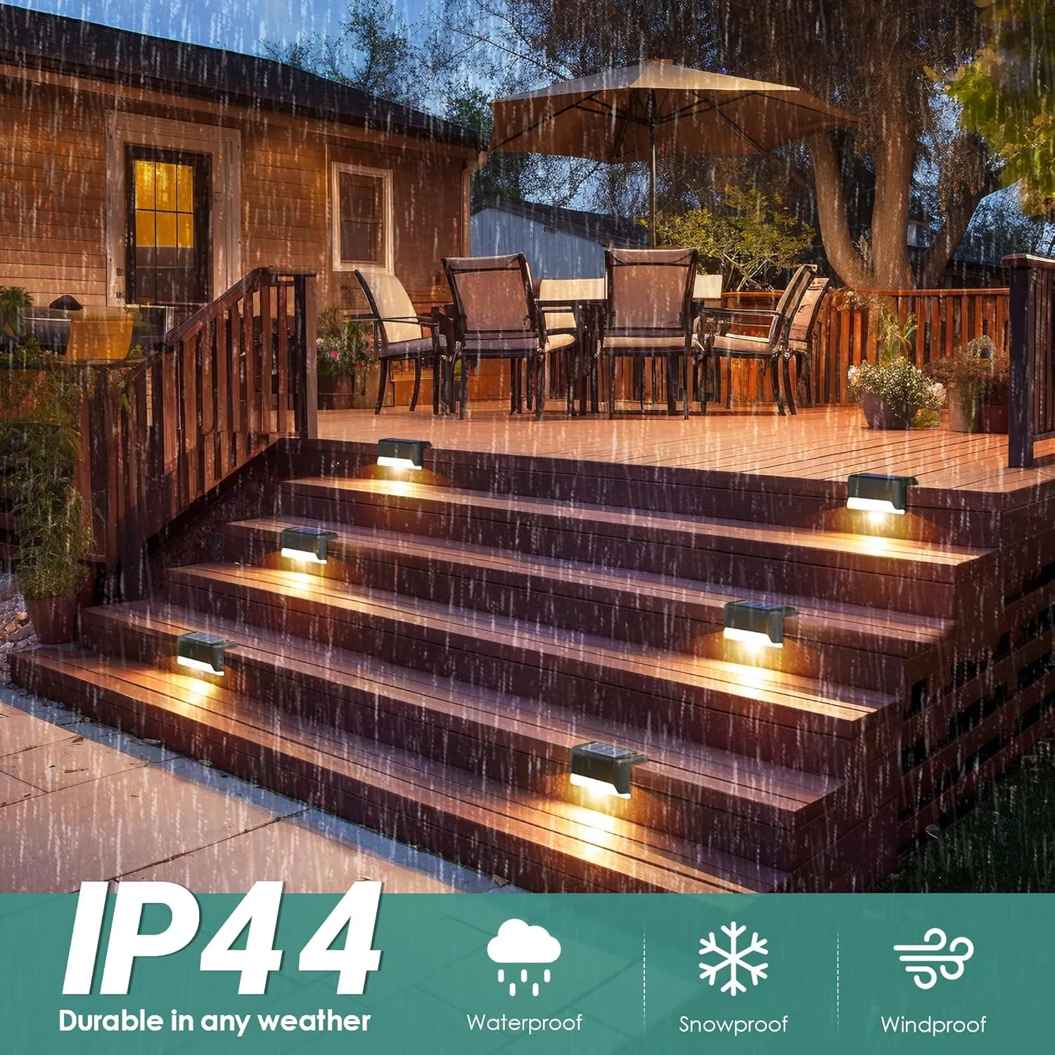 SOLPEX Solar Fence Lights Outdoor, Solar Step Lights Waterproof LED Deck Lights for Stair, Balcony, Railing, Front Porch, Yard, Garden and Patio Decor (12 Pack Warm White)
