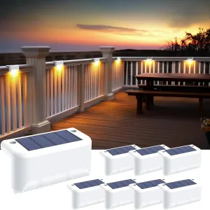SOLPEX Solar Fence Lights Outdoor, Solar Step Lights Waterproof LED Deck Lights for Stair, Balcony, Railing, Front Porch, Yard, Garden and Patio Decor (8 Pack Warm White)