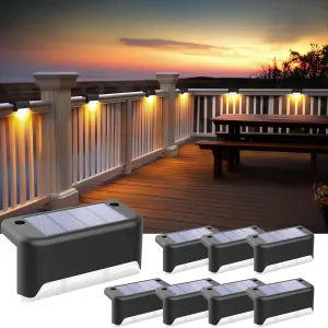 SOLPEX Solar Fence Lights Outdoor, Solar Step Lights Waterproof LED Deck Lights for Stair, Balcony, Railing, Front Porch, Yard, Garden and Patio Decor (8 Pack Warm White)