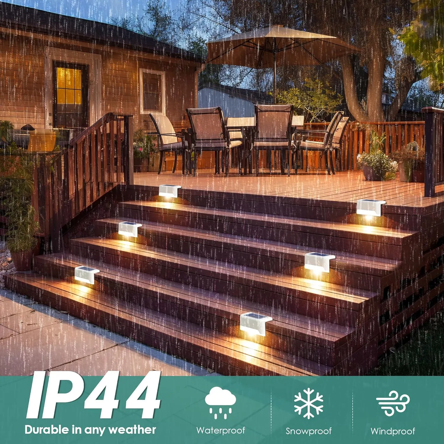 SOLPEX Solar Fence Lights Outdoor, Solar Step Lights Waterproof LED Deck Lights for Stair, Balcony, Railing, Front Porch, Yard, Garden and Patio Decor (8 Pack Warm White)