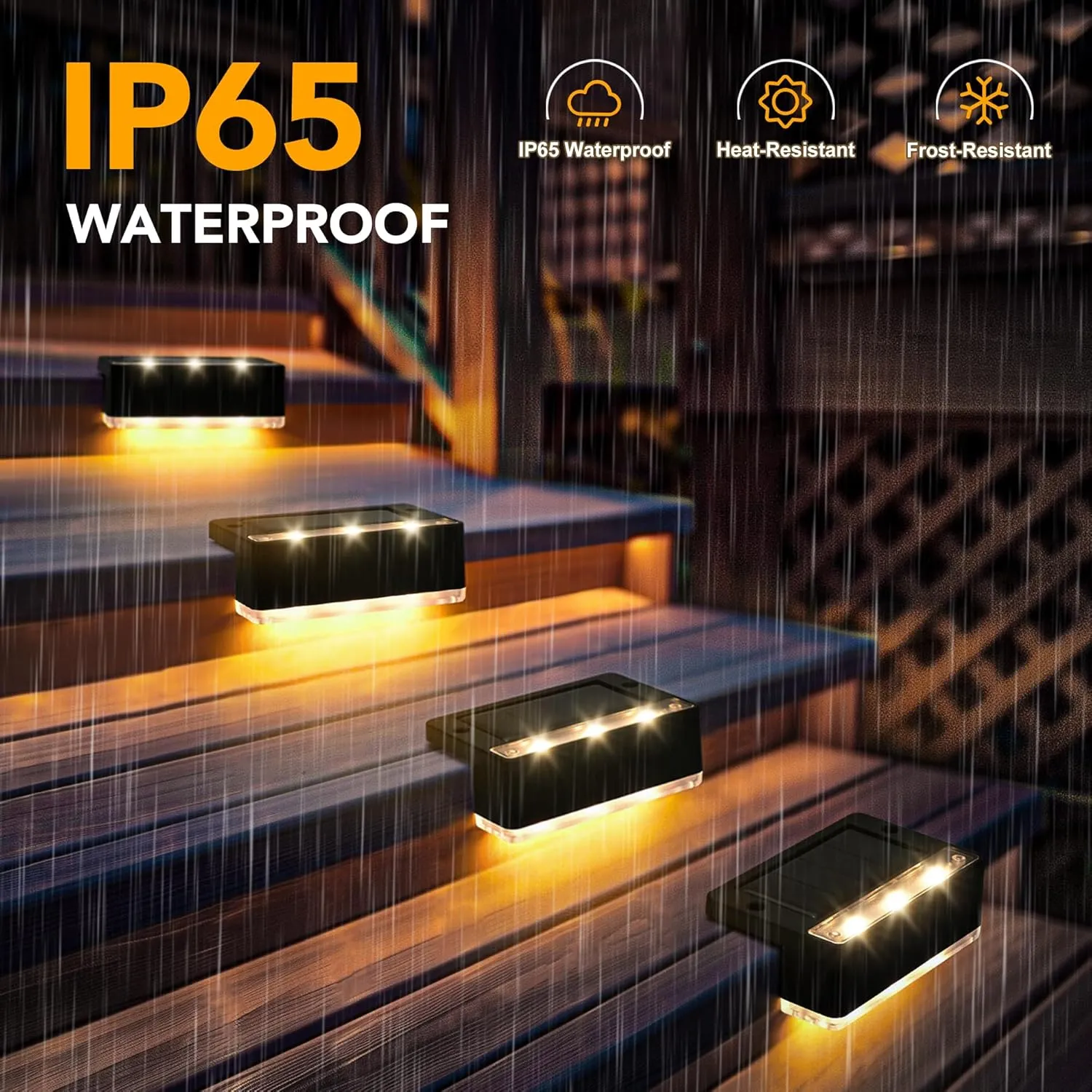 SOLPEX Solar Fence Lights, Solar Deck Lights Outdoor Waterproof Solar Powered for Step, Stair, Balcony,Front Porch,Garden, Walkway,Yard, Patio Decor, IP65 Waterproof (20 Pack, Warm White) 6 LEDs