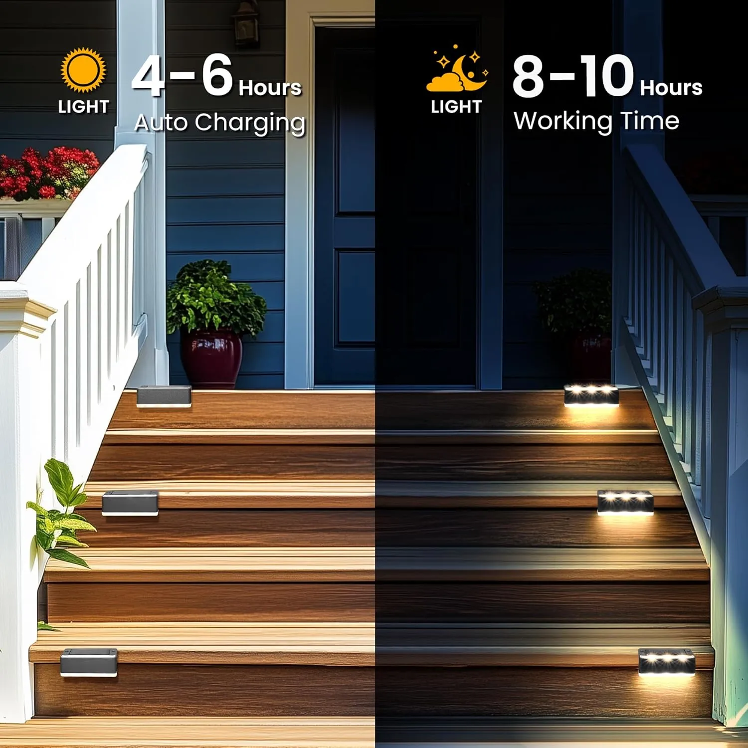 SOLPEX Solar Fence Lights, Solar Deck Lights Outdoor Waterproof Solar Powered for Step, Stair, Balcony,Front Porch,Garden, Walkway,Yard, Patio Decor, IP65 Waterproof (20 Pack, Warm White) 6 LEDs