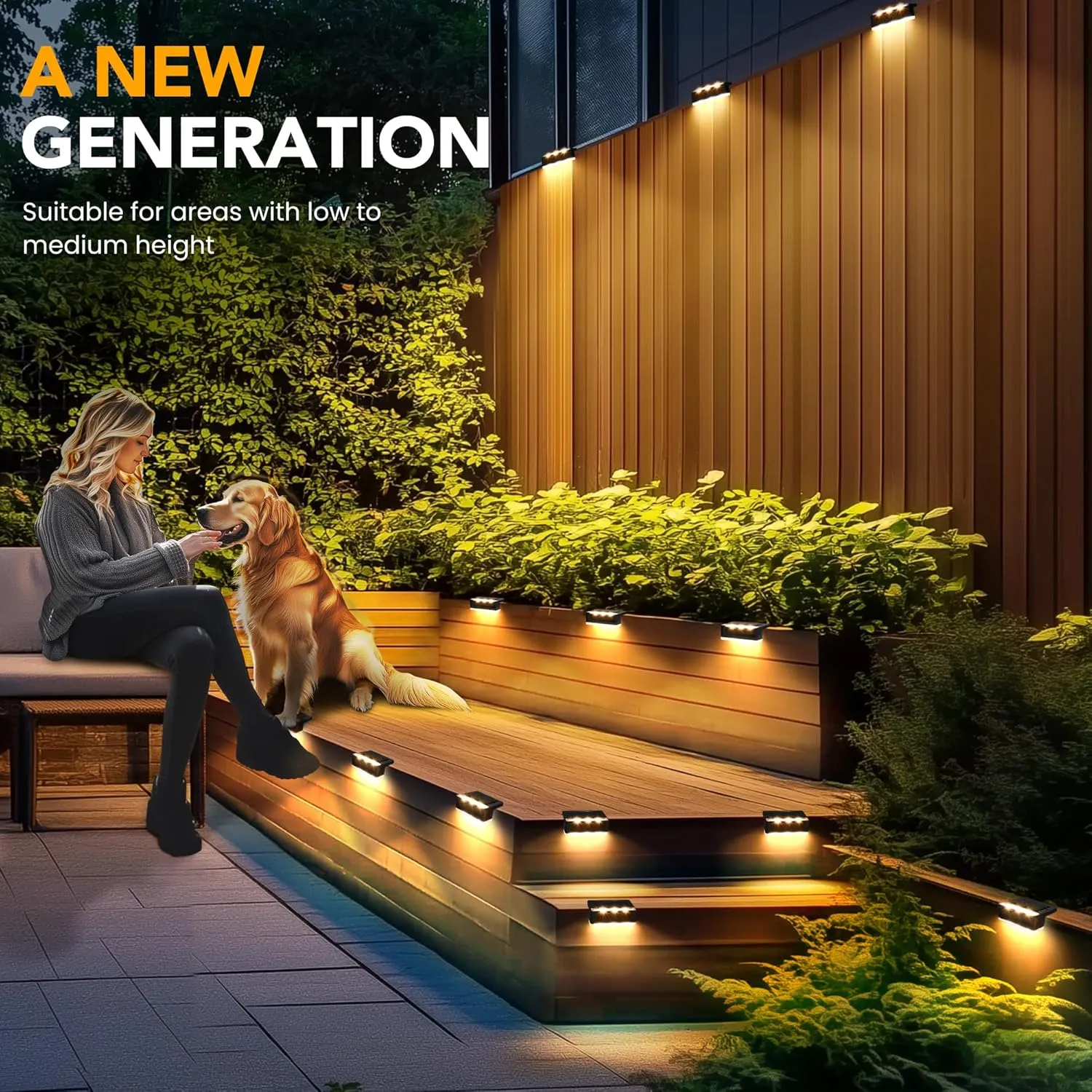 SOLPEX Solar Fence Lights, Solar Deck Lights Outdoor Waterproof Solar Powered for Step, Stair, Balcony,Front Porch,Garden, Walkway,Yard, Patio Decor, IP65 Waterproof (20 Pack, Warm White) 6 LEDs