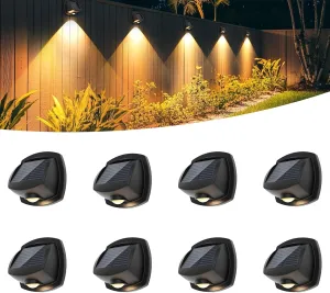 SOLPEX Solar Lights Outdoor Waterproof IP65, Solar Stair Lights Outdoor for Fence, Deck, Step, Dual Color LED 3 Lighting Modes House Wall Light for Porch, Backyard, Fence, Garden Decor-8 Pack
