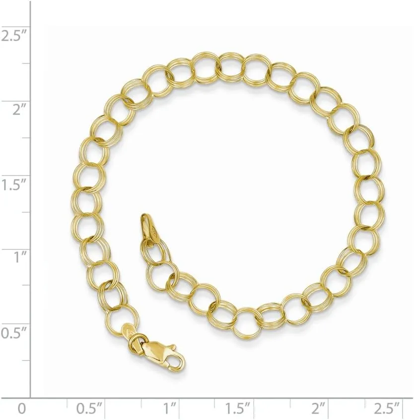Sonia Jewels 10k Yellow Gold Triple Link Charm Pendant Bracelet - with Secure Lobster Lock Clasp
