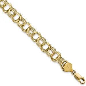 Sonia Jewels 10k Yellow Gold Triple Link Charm Pendant Bracelet - with Secure Lobster Lock Clasp