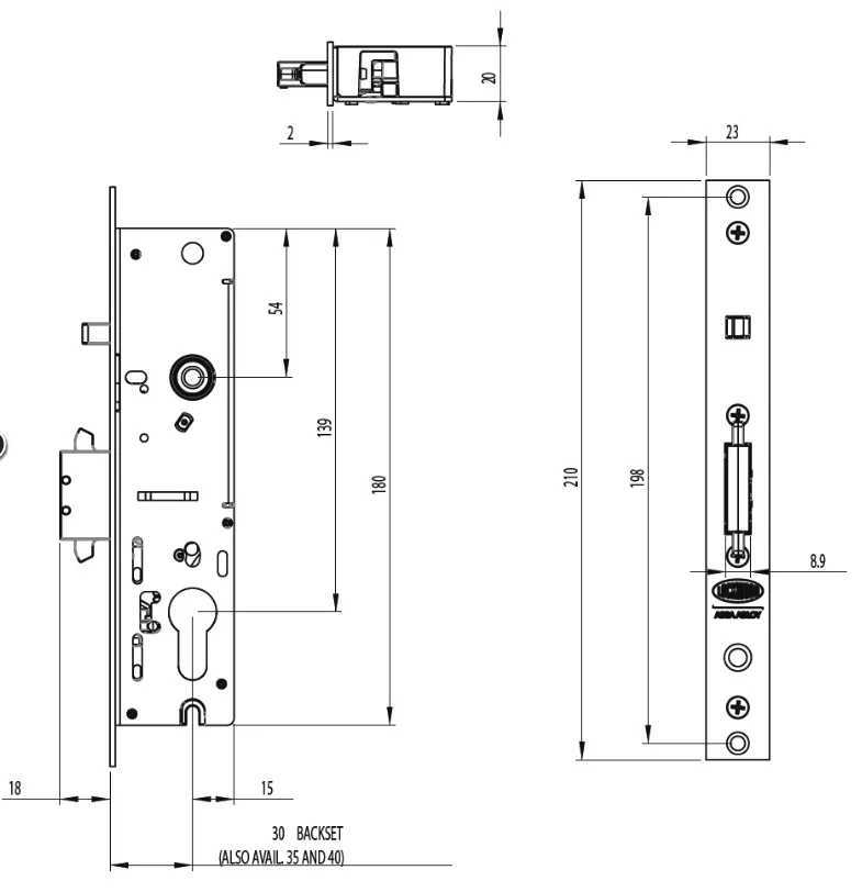 SPECIAL ORDER Lockwood Optimum sliding door mortice lock - 30mm backset